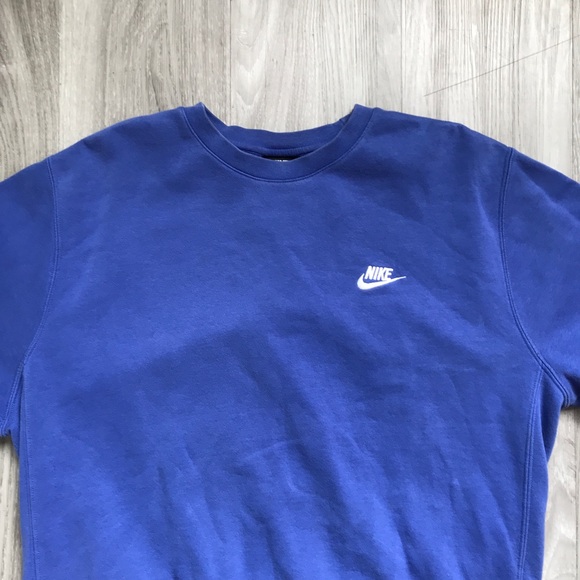 Nike Sweatshirt Blue Crewneck Long Sleeve Small Logo Mens L - Picture 2 of 9